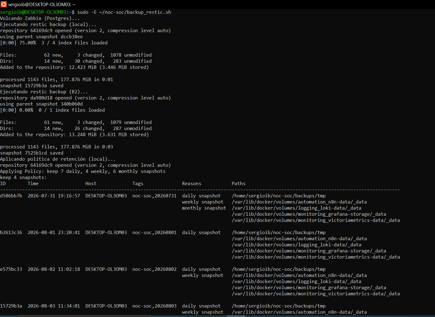 segundo backup en B2, con deduplicación