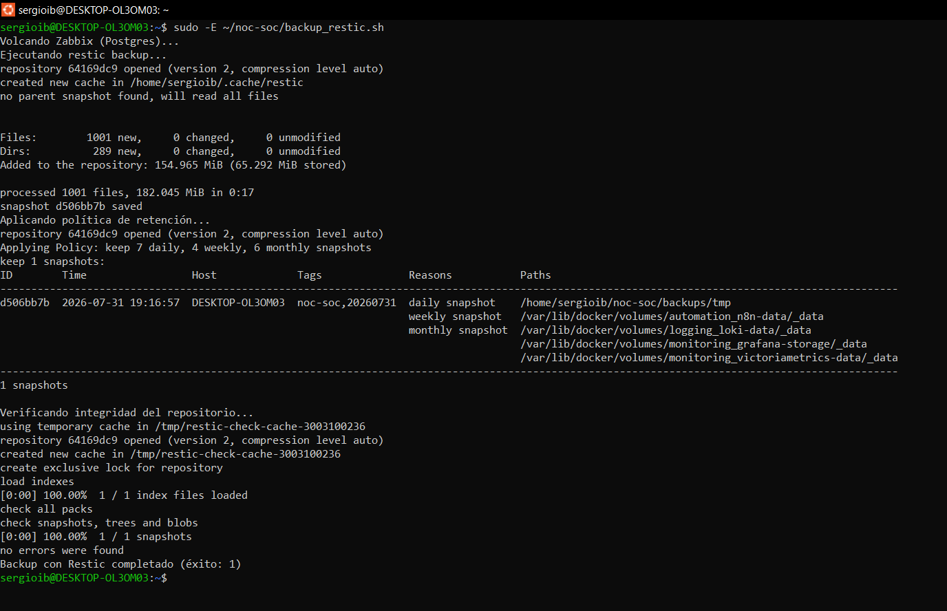 restic snapshot