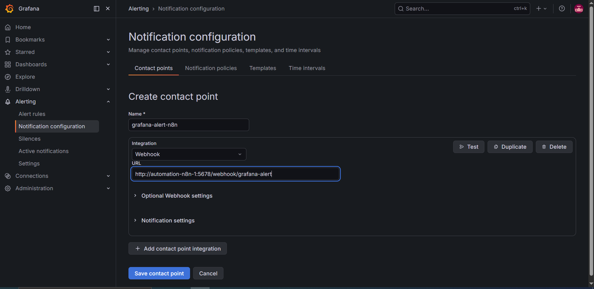 contact point grafana