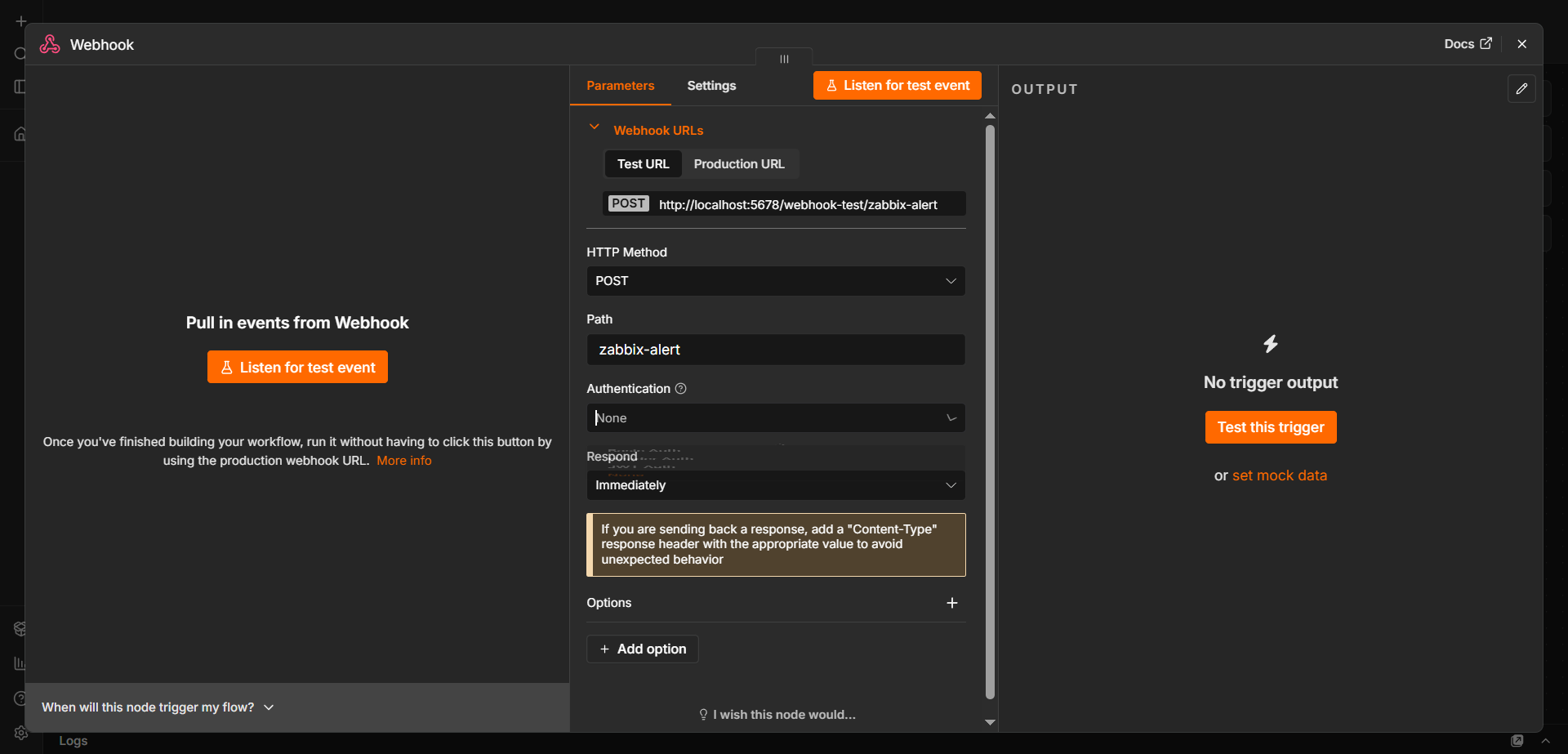 configuración webhook zabbix